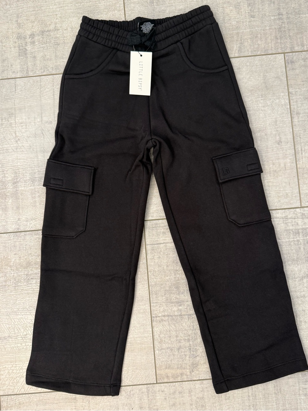 NWT Boys Little Bipsy Black Cargo Sweatpants Size 7